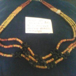 Wooden Bead 3 strand multicolored 20" necklace
